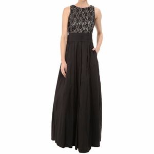 Eliza j ball gown dress black gold metallic